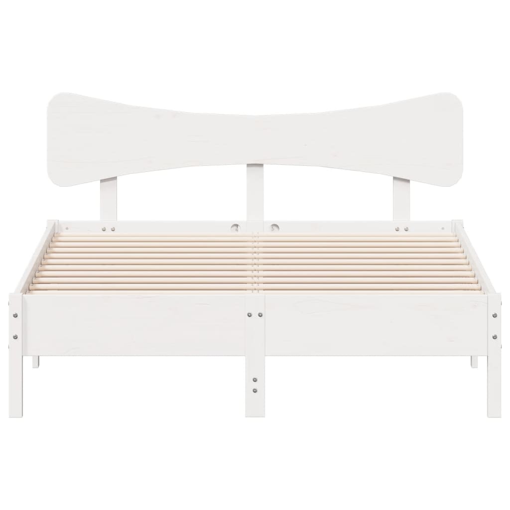 Bedframe zonder matras massief grenenhout wit 150x200 cm