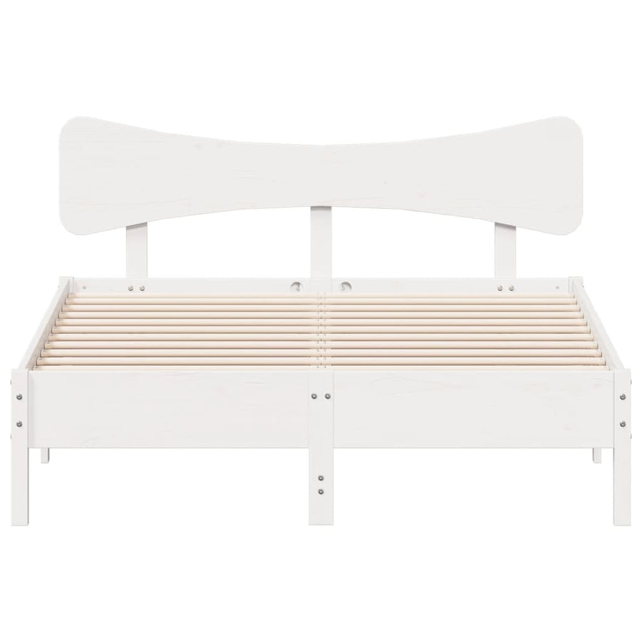Bedframe zonder matras massief grenenhout wit 150x200 cm