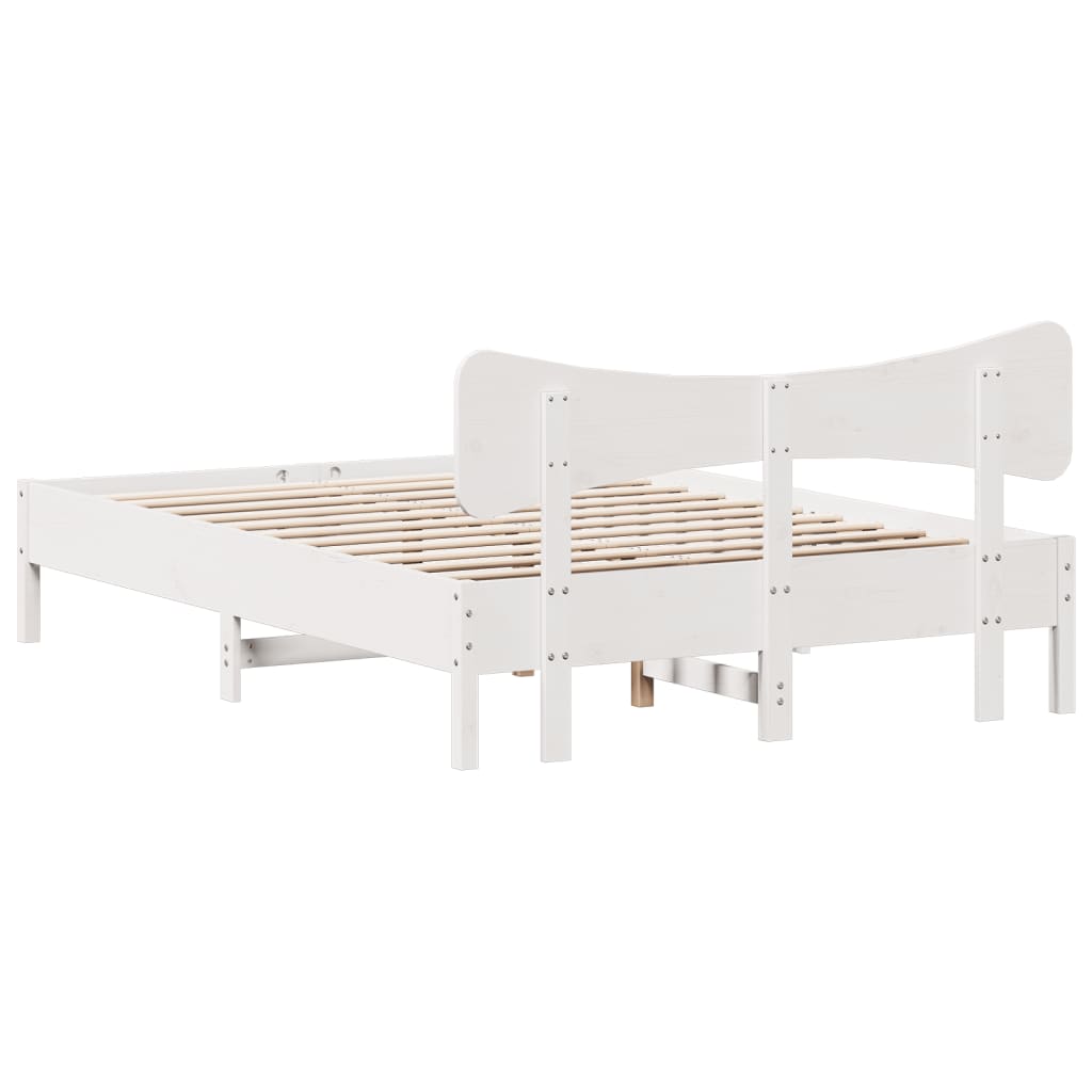 Bedframe zonder matras massief grenenhout wit 150x200 cm