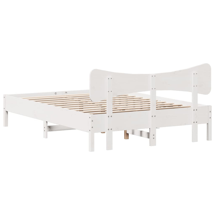 Bedframe zonder matras massief grenenhout wit 150x200 cm