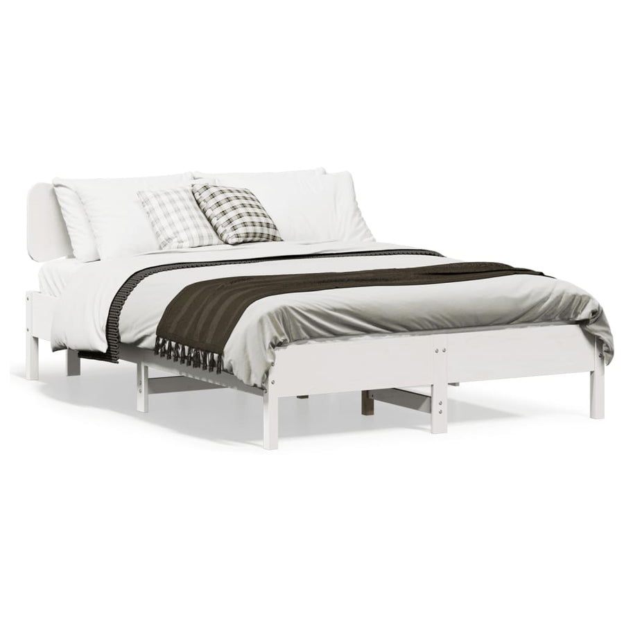Bedframe zonder matras massief grenenhout wit 140x200 cm