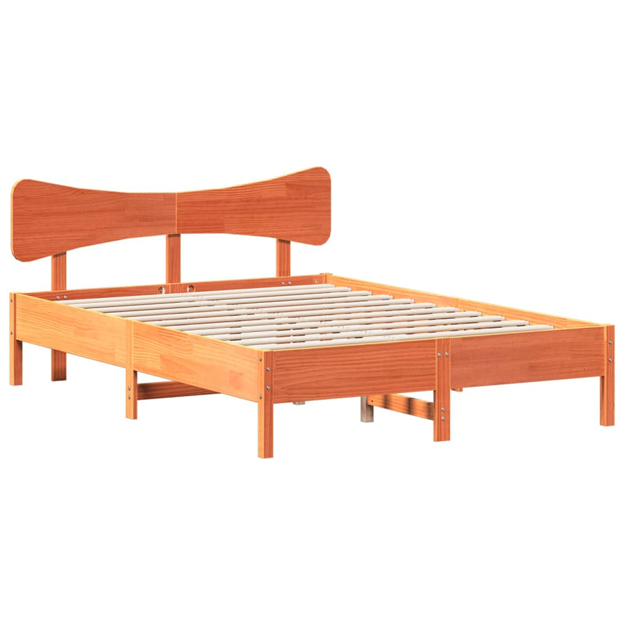 Bedframe zonder matras massief grenenhout wasbruin 140x200 cm