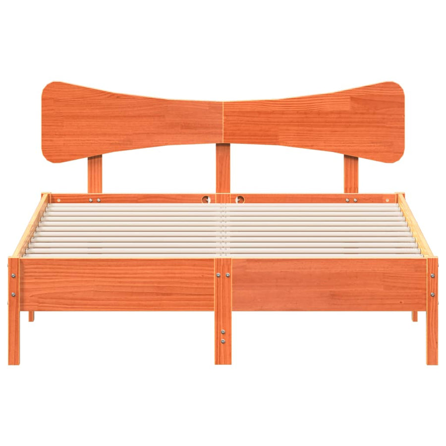 Bedframe zonder matras massief grenenhout wasbruin 140x200 cm