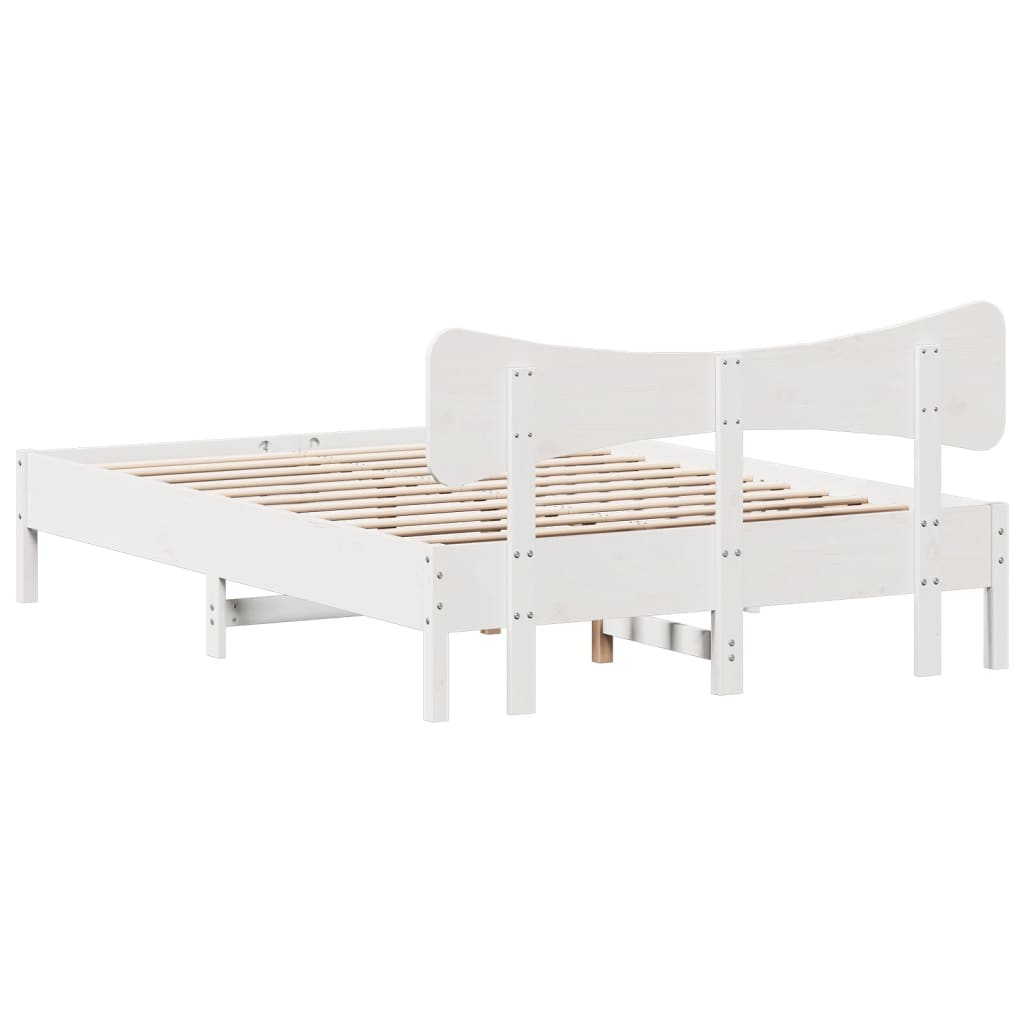 Bedframe zonder matras massief grenenhout wit 120x200 cm