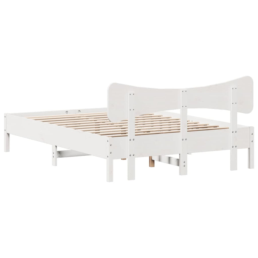 Bedframe zonder matras massief grenenhout wit 120x200 cm