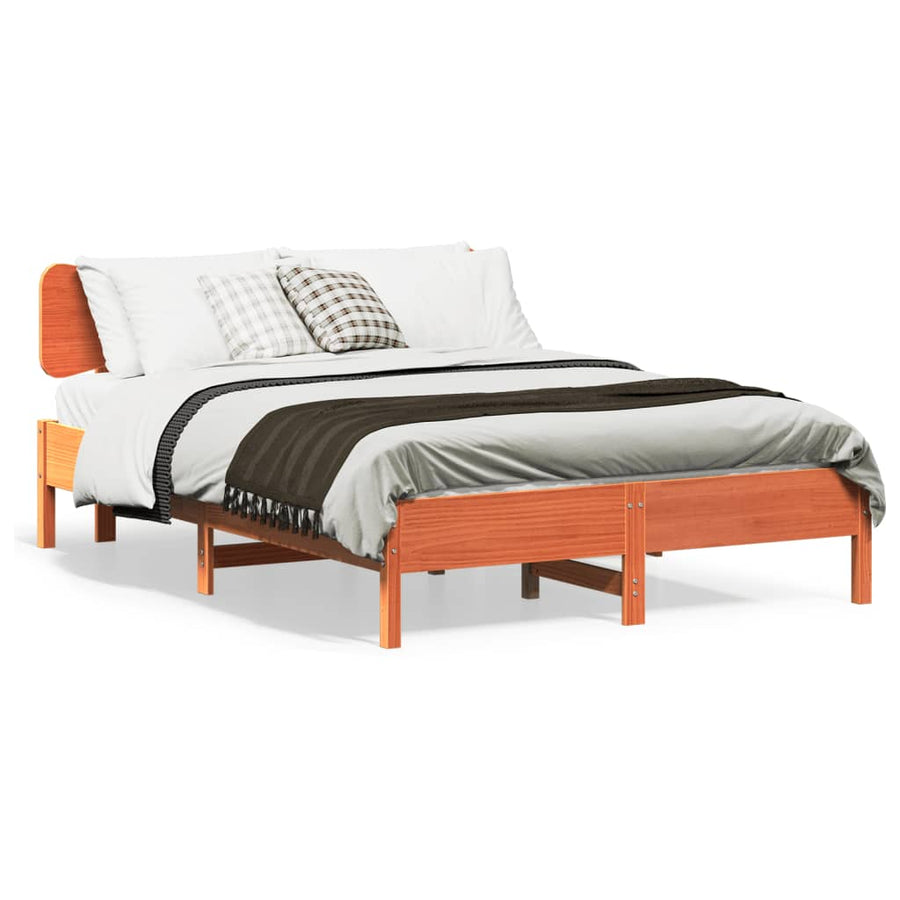 Bedframe zonder matras massief grenenhout wasbruin 120x200 cm