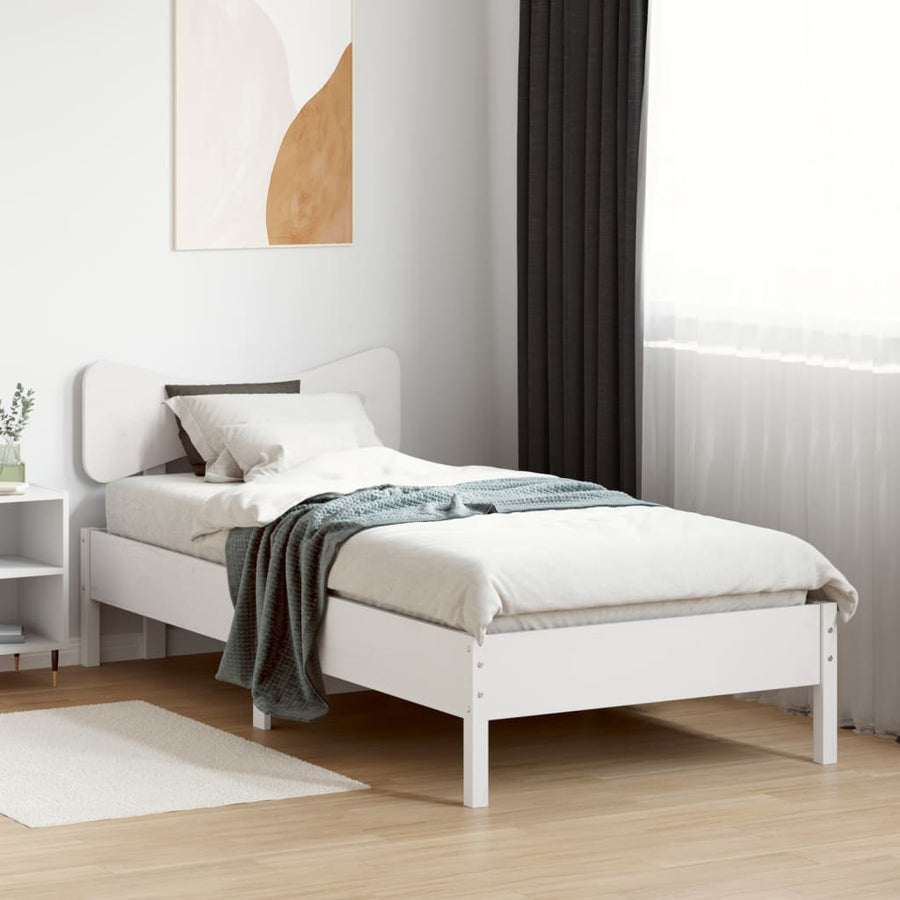Bedframe zonder matras massief grenenhout wit 140x200 cm