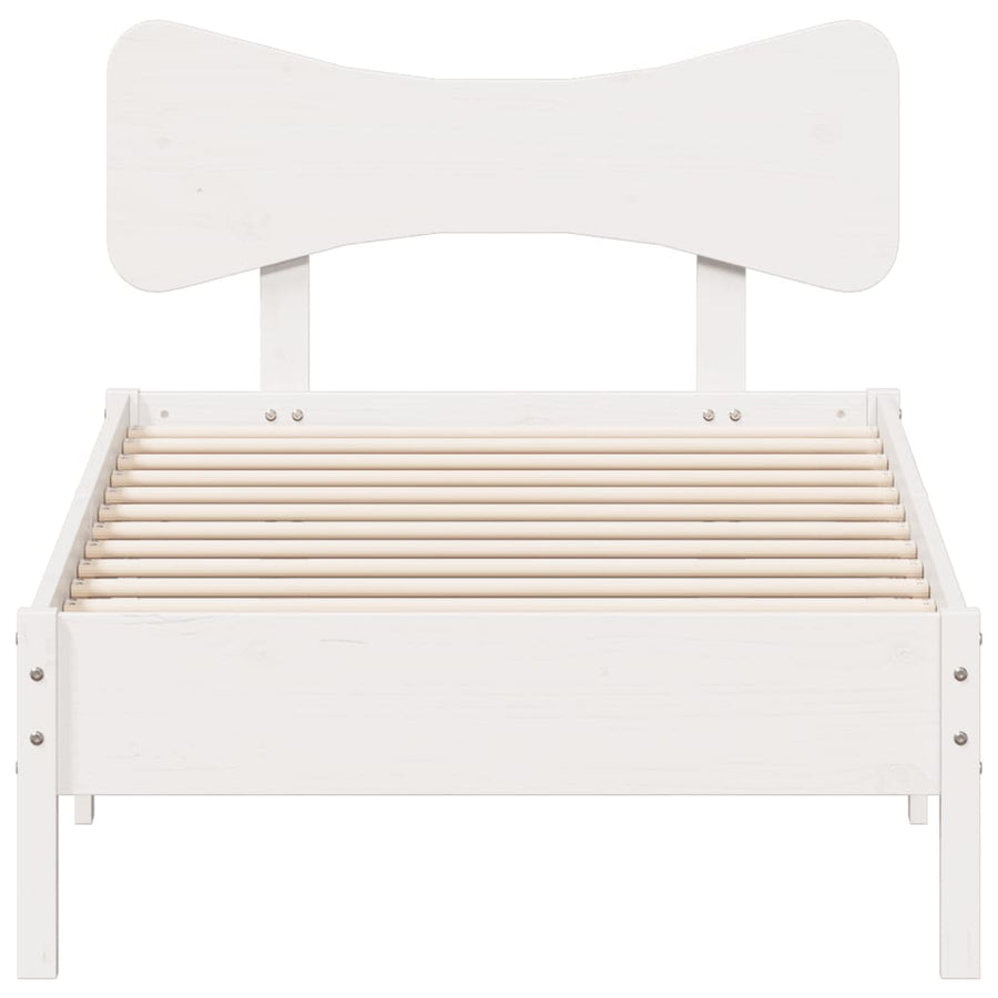 Bedframe zonder matras massief grenenhout wit 140x200 cm