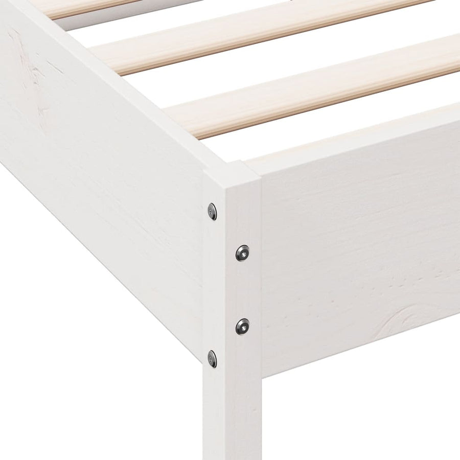 Bedframe zonder matras massief grenenhout wit 140x200 cm