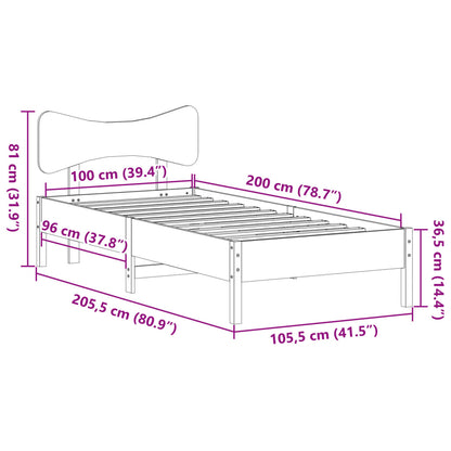 Bedframe zonder matras massief grenenhout wit 140x200 cm