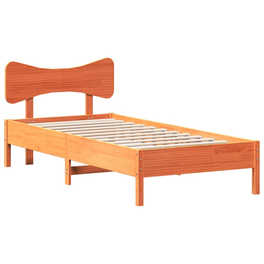 Bedframe zonder matras massief grenenhout wasbruin 100x200 cm