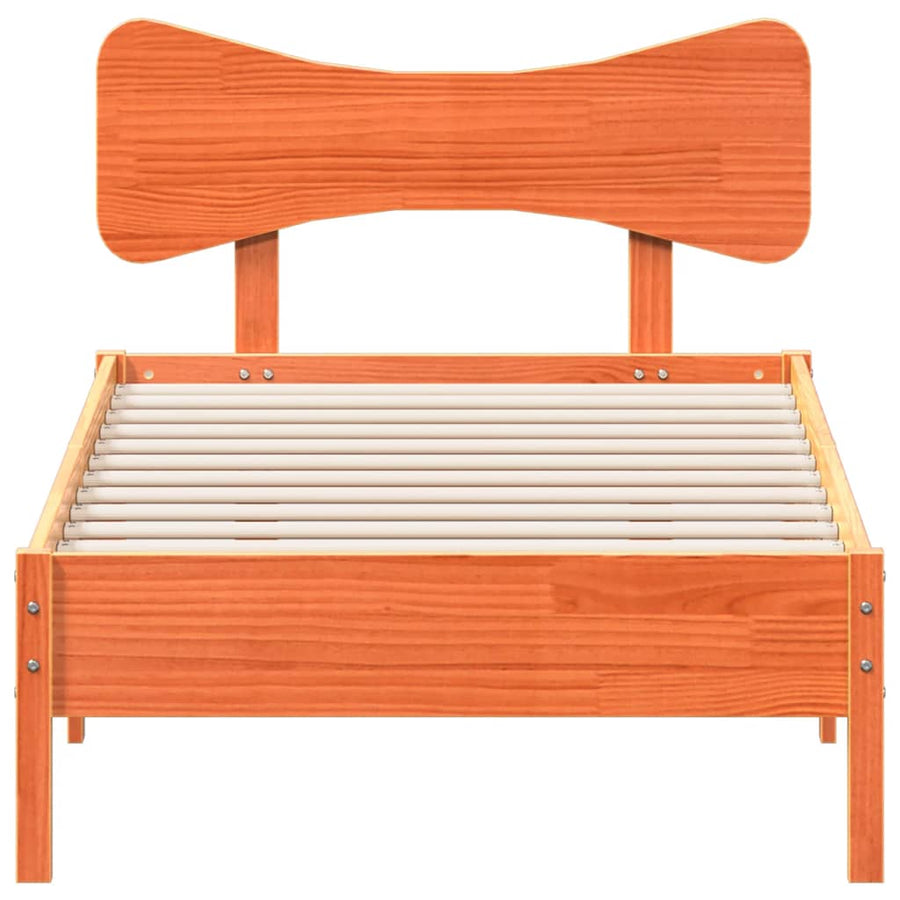 Bedframe zonder matras massief grenenhout wasbruin 100x200 cm