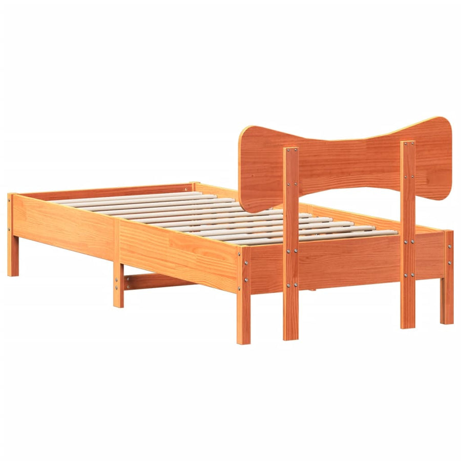 Bedframe zonder matras massief grenenhout wasbruin 100x200 cm