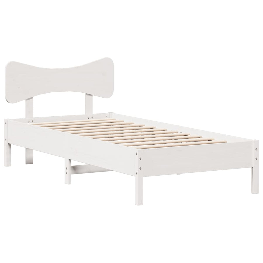 Bedframe zonder matras massief grenenhout wit 90x200 cm