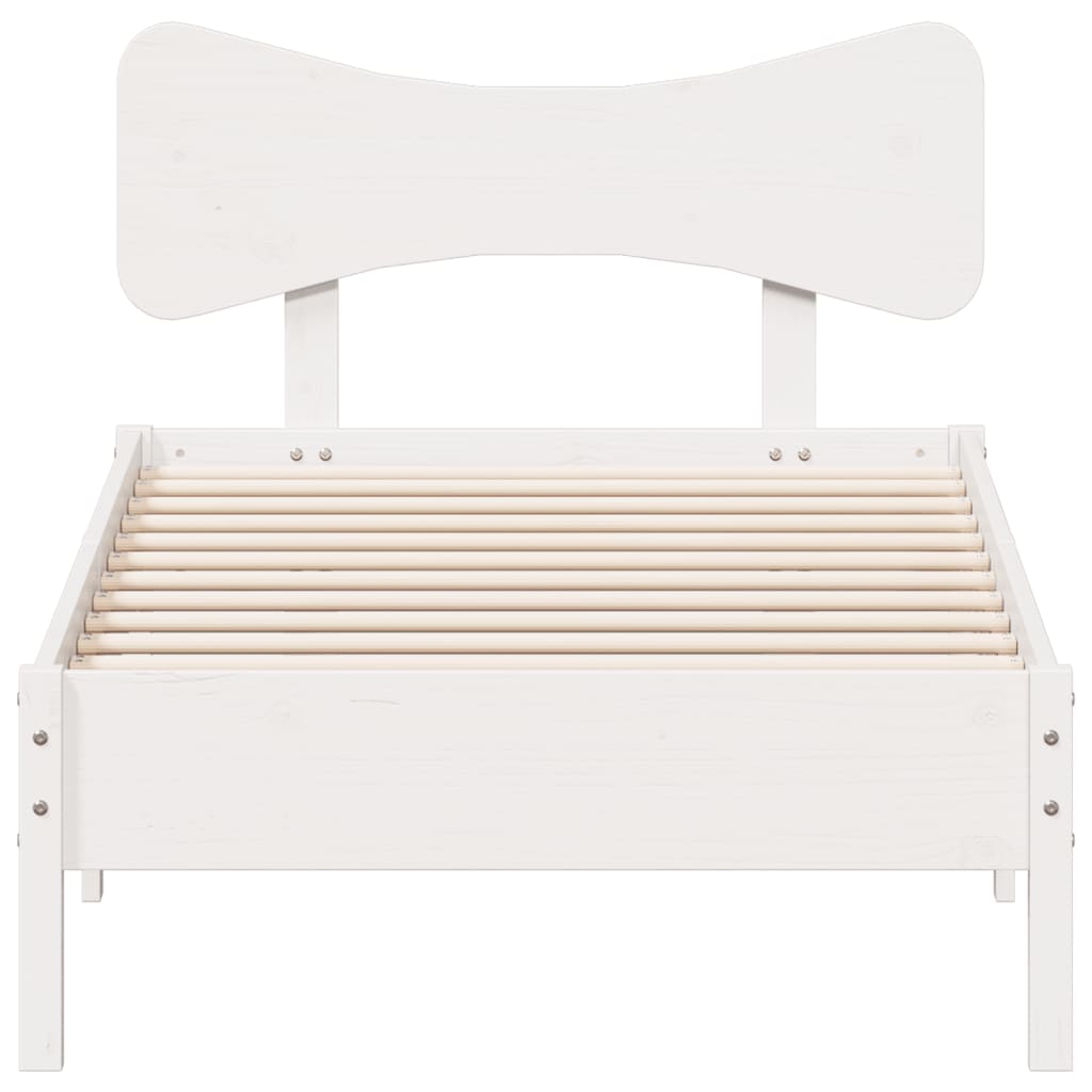 Bedframe zonder matras massief grenenhout wit 90x200 cm