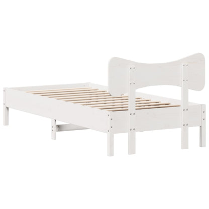 Bedframe zonder matras massief grenenhout wit 90x200 cm