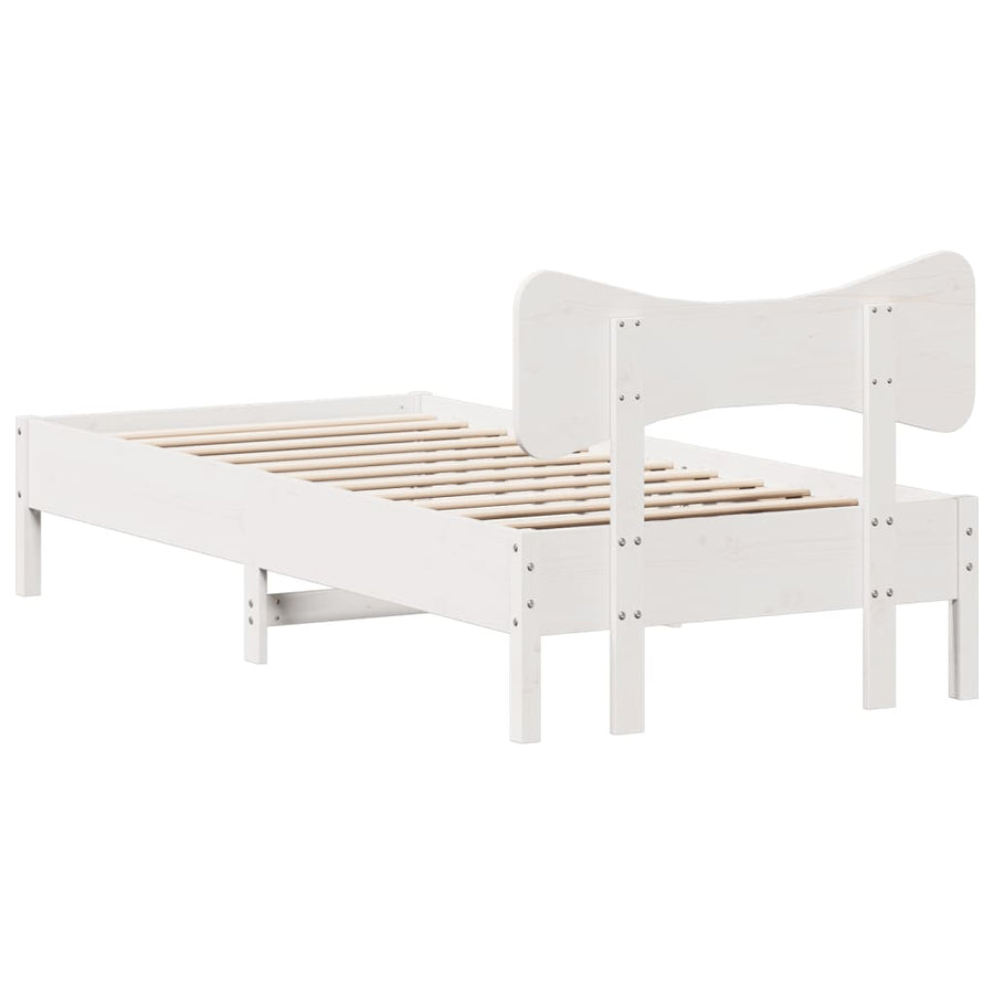 Bedframe zonder matras massief grenenhout wit 90x200 cm