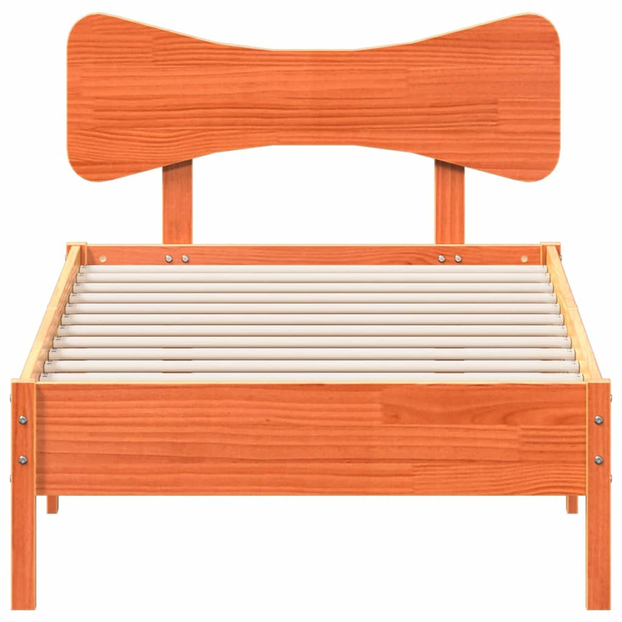 Bedframe zonder matras massief grenenhout wasbruin 90x200 cm