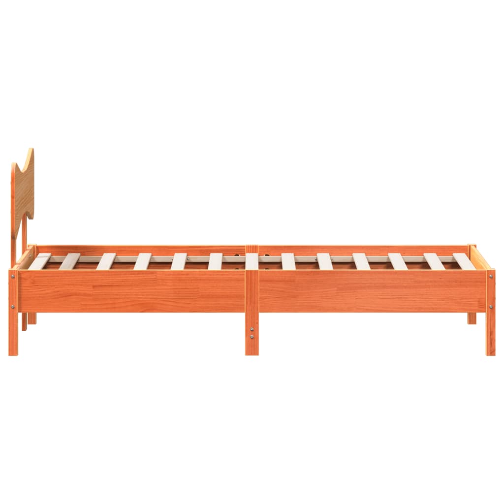 Bedframe zonder matras massief grenenhout wasbruin 90x200 cm
