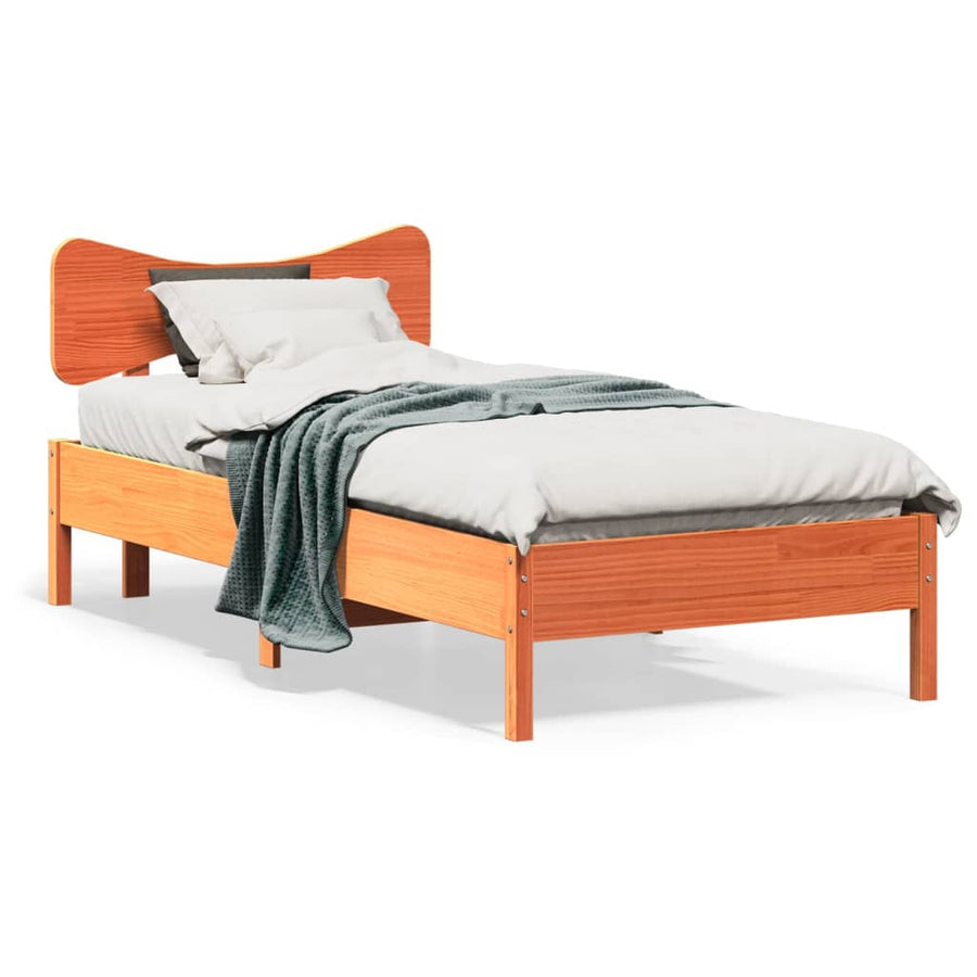 Bedframe zonder matras massief grenenhout wasbruin 90x200 cm