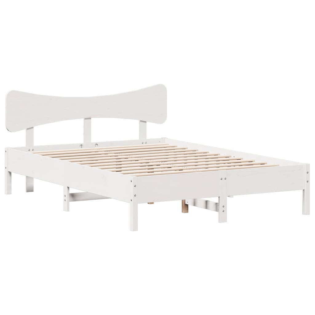 Bedframe zonder matras massief grenenhout wit 140x190 cm