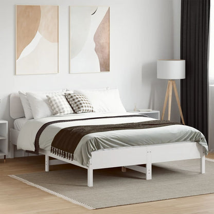 Bedframe zonder matras massief grenenhout wit 140x190 cm