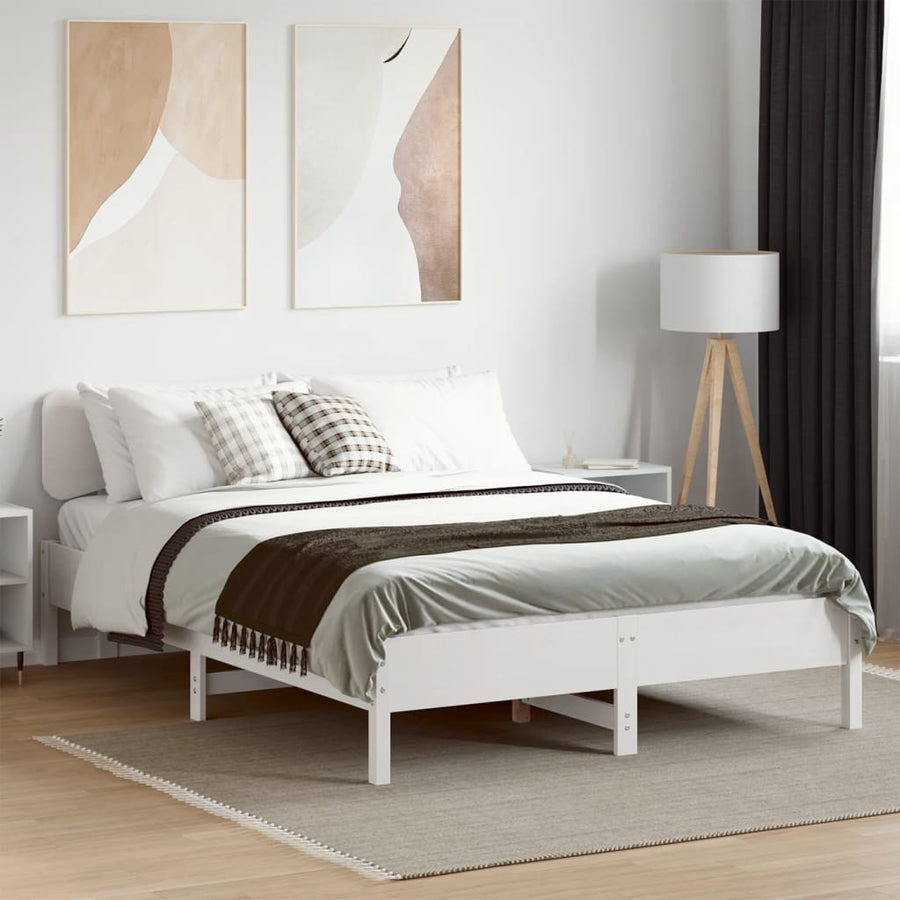 Bedframe zonder matras massief grenenhout wit 140x190 cm
