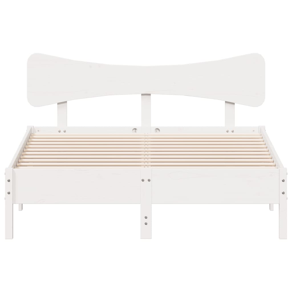 Bedframe zonder matras massief grenenhout wit 140x190 cm