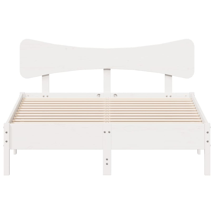 Bedframe zonder matras massief grenenhout wit 140x190 cm