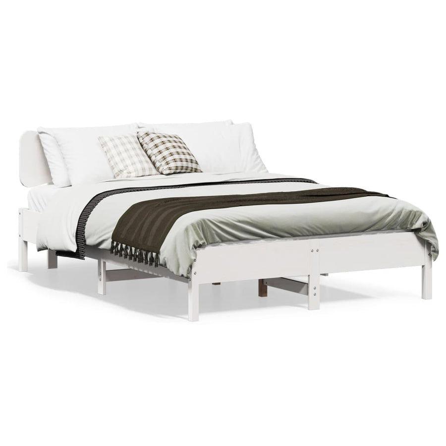 Bedframe zonder matras massief grenenhout wit 140x190 cm