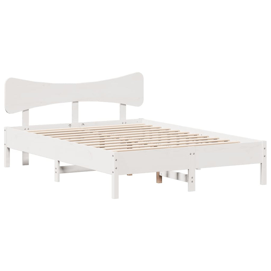 Bedframe zonder matras massief grenenhout wit 135x190 cm