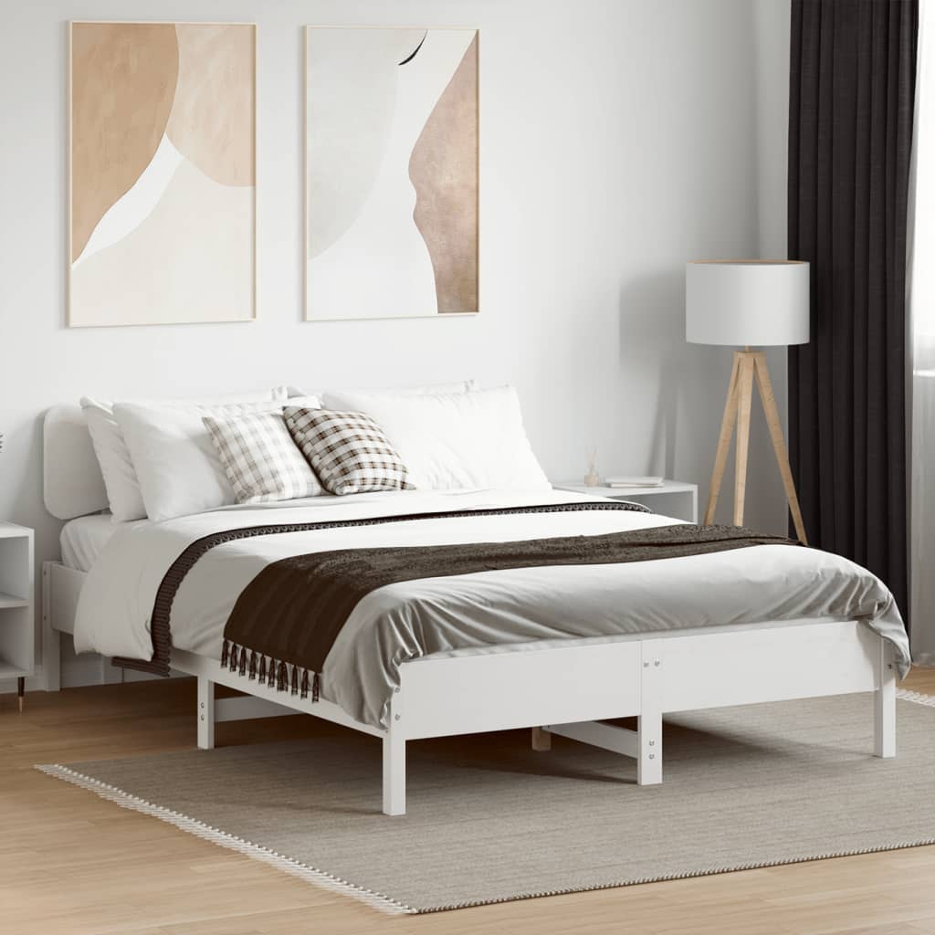 Bedframe zonder matras massief grenenhout wit 135x190 cm