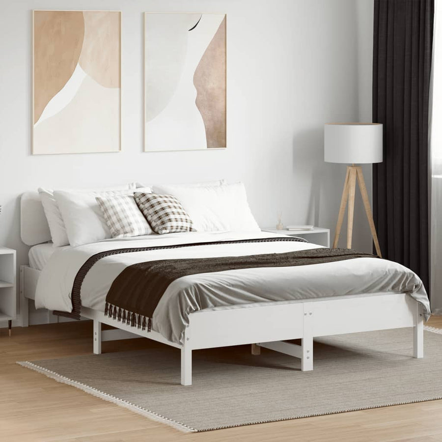 Bedframe zonder matras massief grenenhout wit 135x190 cm