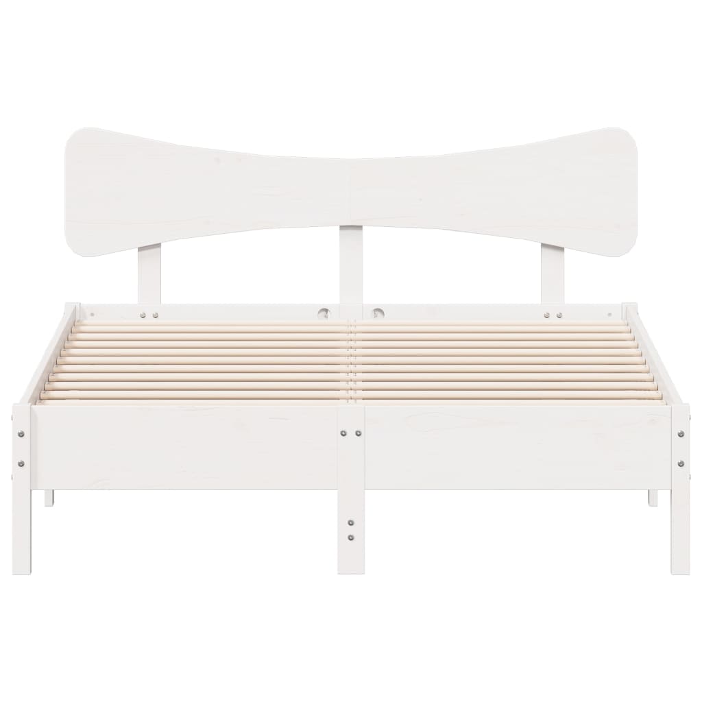 Bedframe zonder matras massief grenenhout wit 135x190 cm