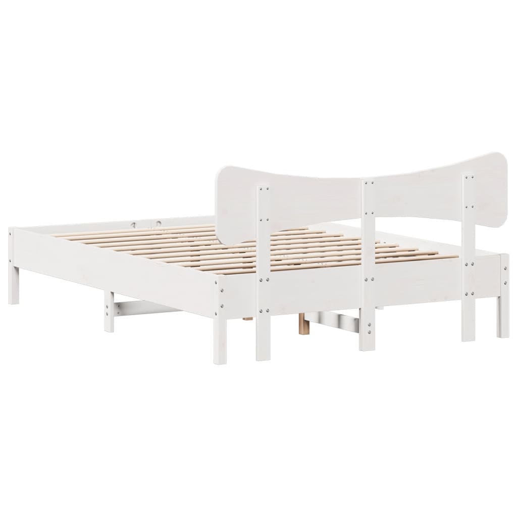Bedframe zonder matras massief grenenhout wit 135x190 cm