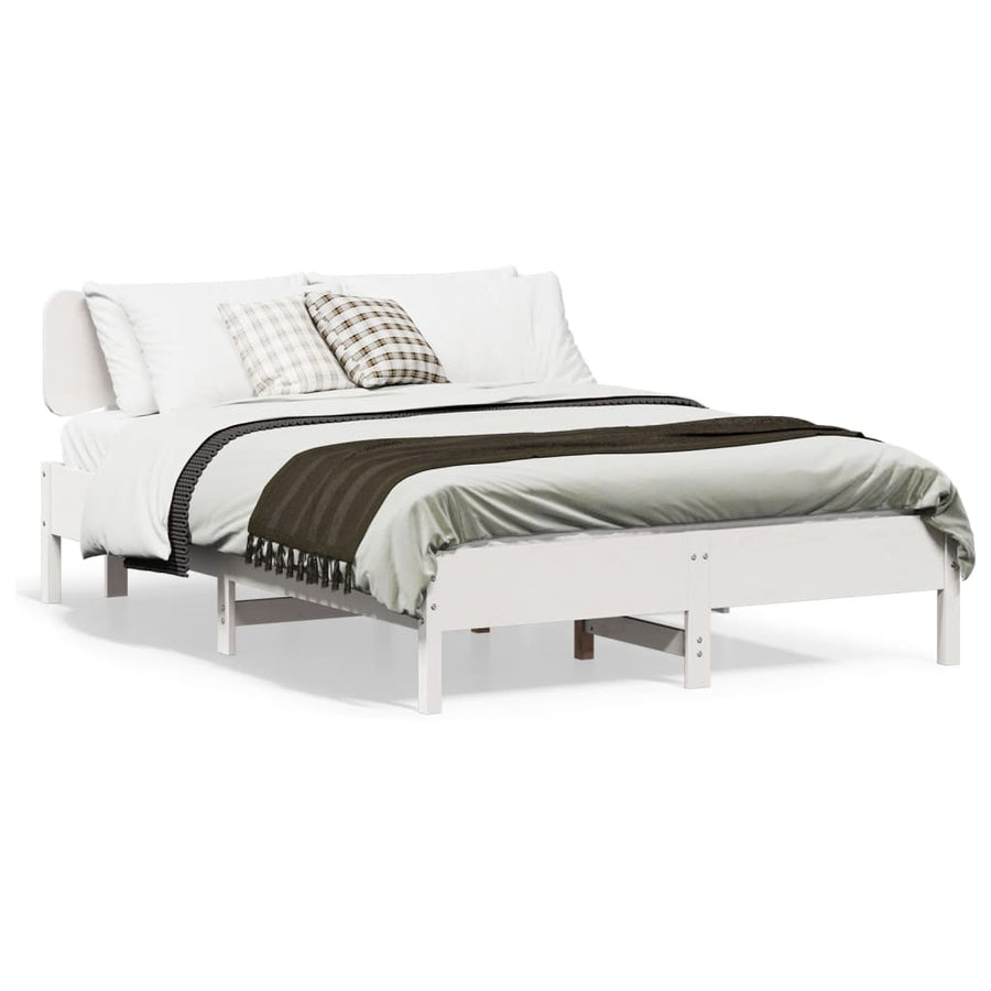 Bedframe zonder matras massief grenenhout wit 135x190 cm