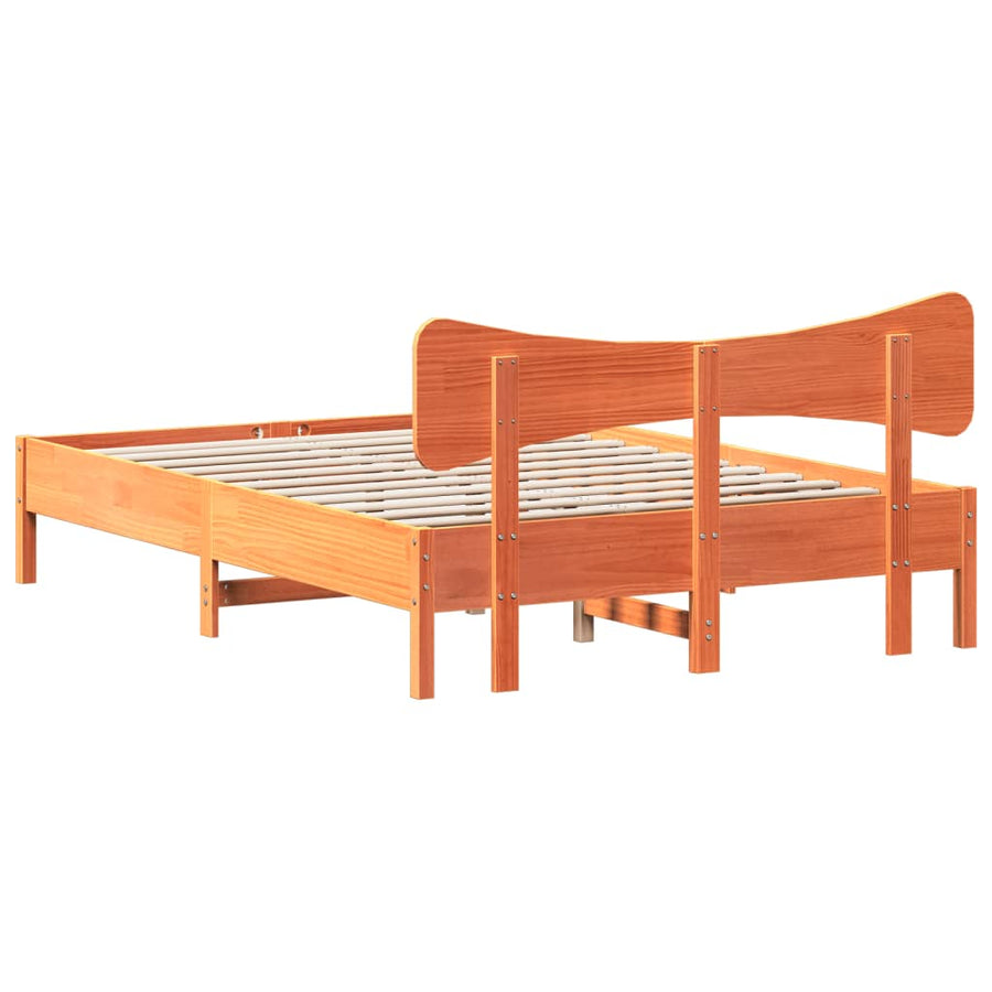 Bedframe zonder matras massief grenenhout wasbruin 135x190 cm