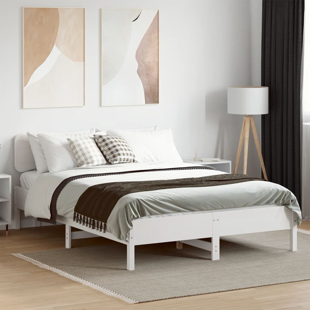 Bedframe zonder matras massief grenenhout wit 120x190 cm