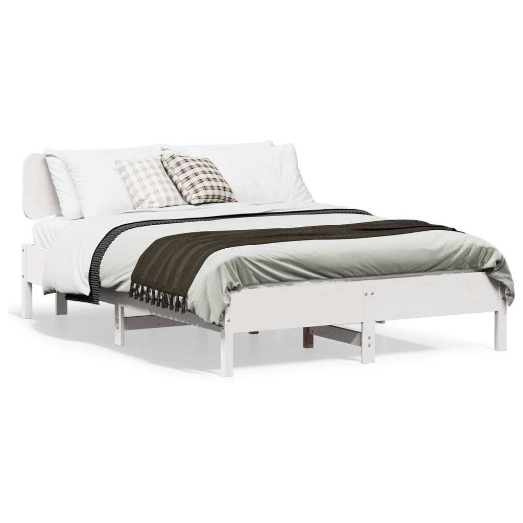 Bedframe zonder matras massief grenenhout wit 120x190 cm