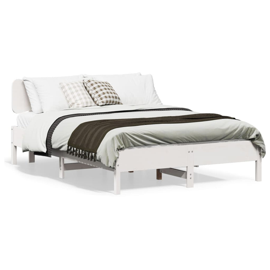 Bedframe zonder matras massief grenenhout wit 120x190 cm