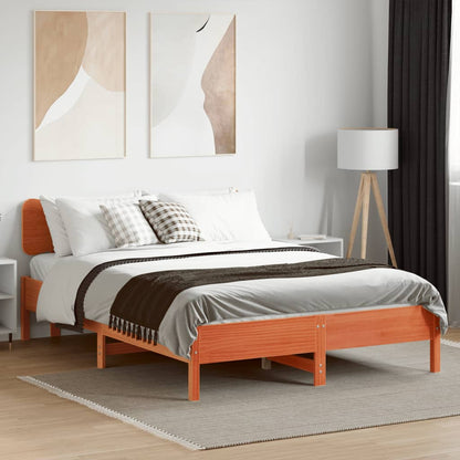 Bedframe zonder matras massief grenenhout wasbruin 120x190 cm