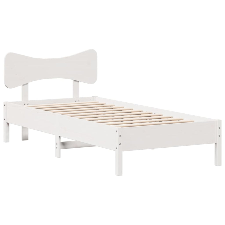 Bedframe zonder matras massief grenenhout wit 90x190 cm