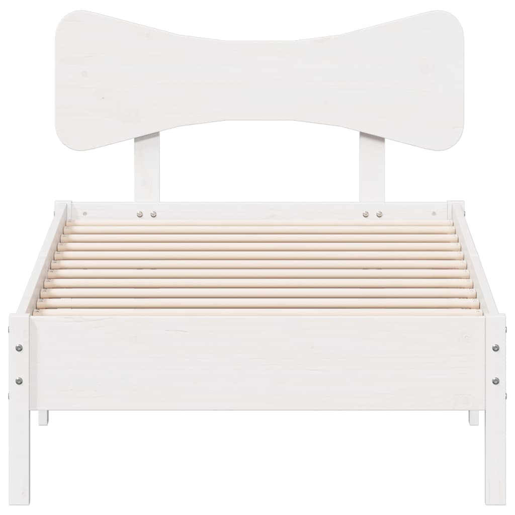 Bedframe zonder matras massief grenenhout wit 90x190 cm