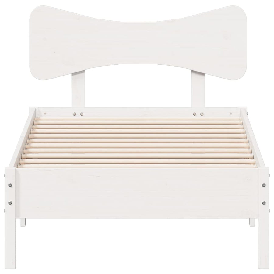 Bedframe zonder matras massief grenenhout wit 90x190 cm