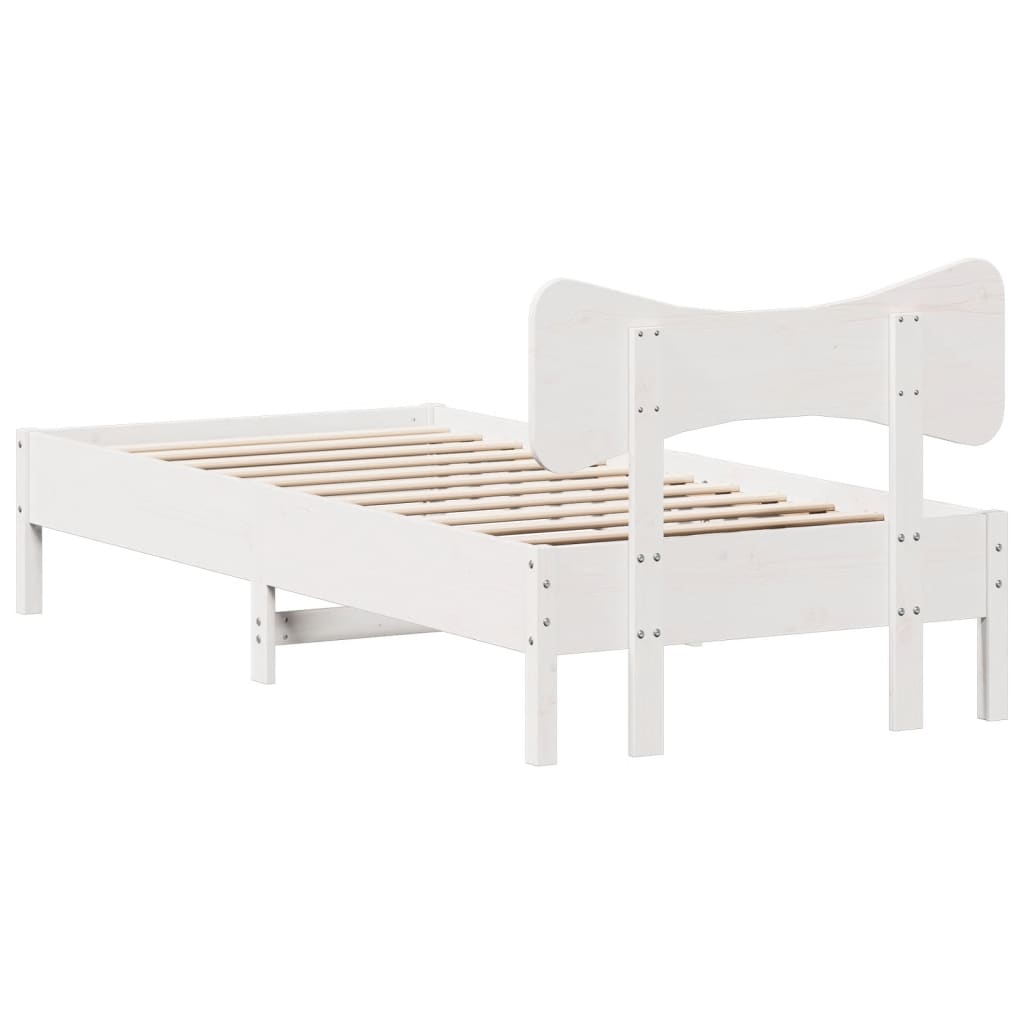 Bedframe zonder matras massief grenenhout wit 90x190 cm