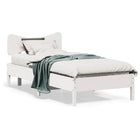 Bed frame without mattress solid pine wood white 90x190 cm