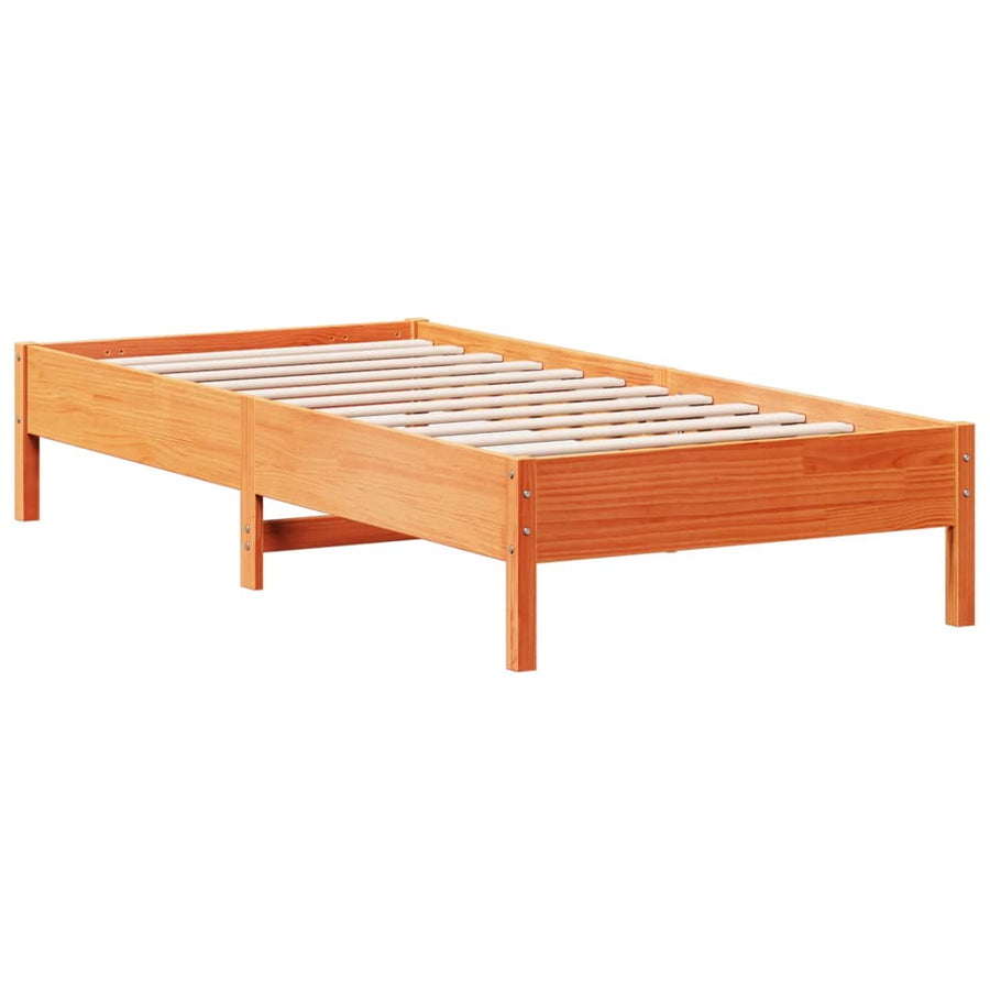 Bedframe zonder matras massief grenenhout wasbruin 90x190 cm