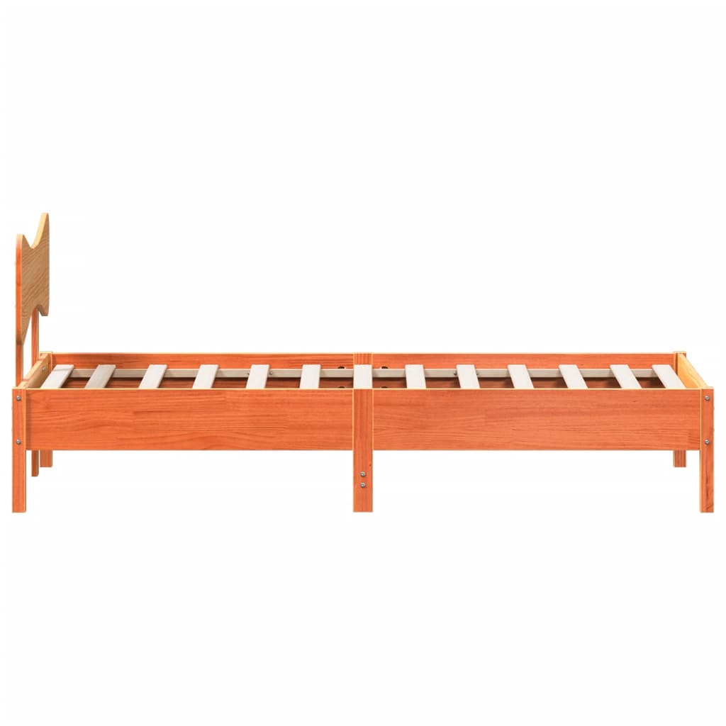 Bedframe zonder matras massief grenenhout wasbruin 90x190 cm