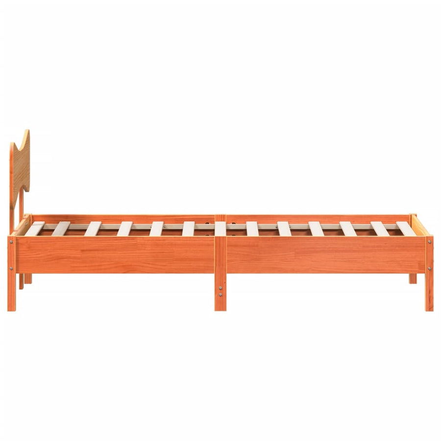 Bedframe zonder matras massief grenenhout wasbruin 90x190 cm