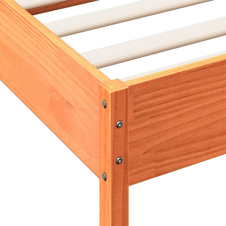 Bedframe zonder matras massief grenenhout wasbruin 90x190 cm